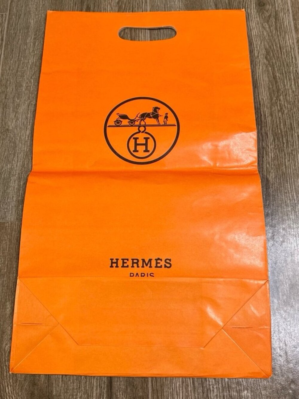 Hermès Orange Paper Shopping Bag Gift Packaging Authentic
